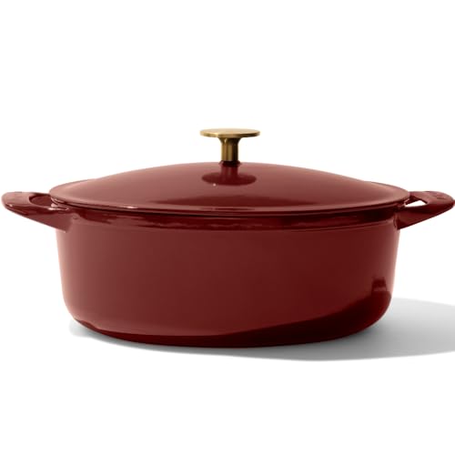 Oval Dutch Oven 7.5 Quart Ruby Red Enameled Cast Iron Induction Compatible Y6242