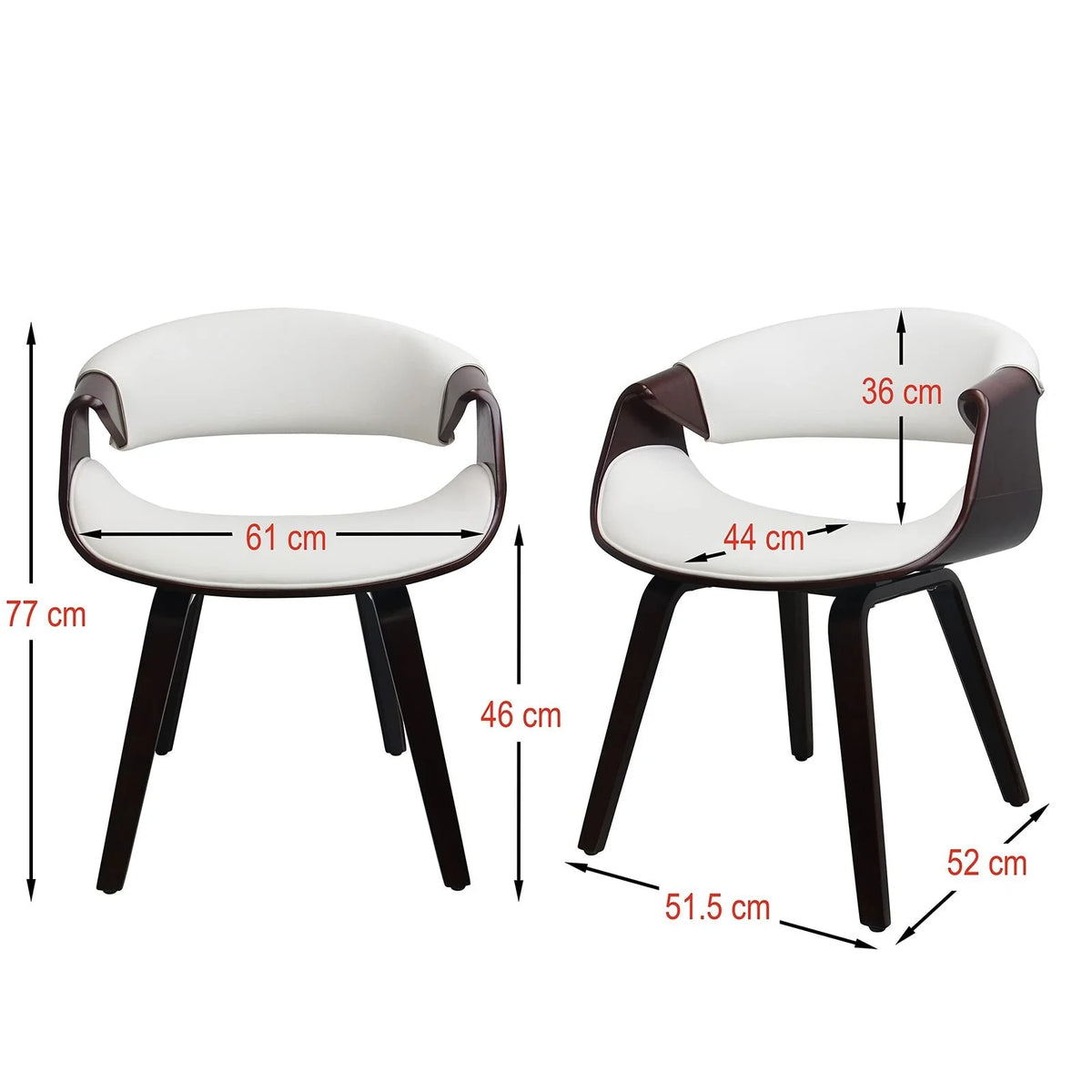 White PU Leather Bentwood Dining Chairs N349627