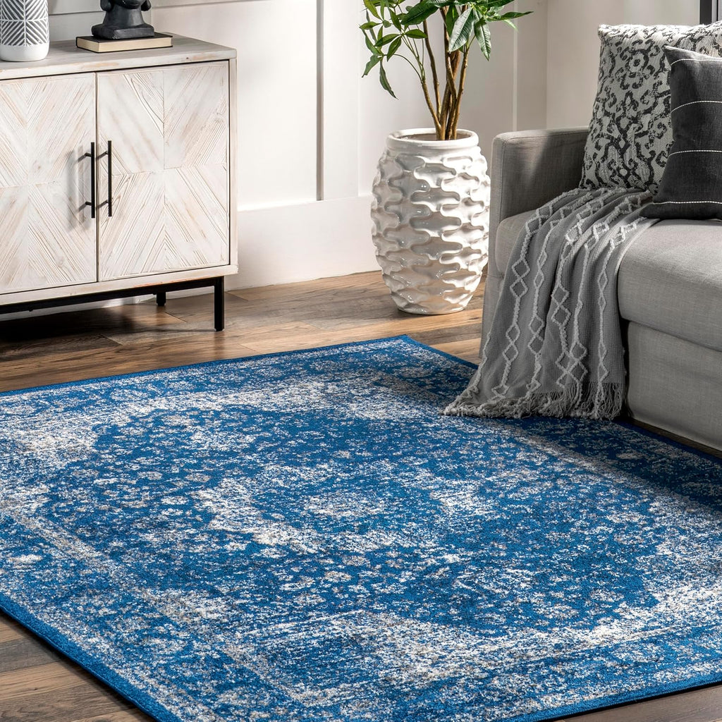 Dark Blue Vintage Runner Rug A975608