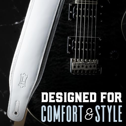 Black 3" Wide Leather Guitar Strap with Foam Padding Q9941