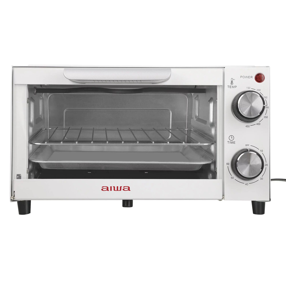 750W Red 4 Slice Toaster Oven with Baking Tray V24357