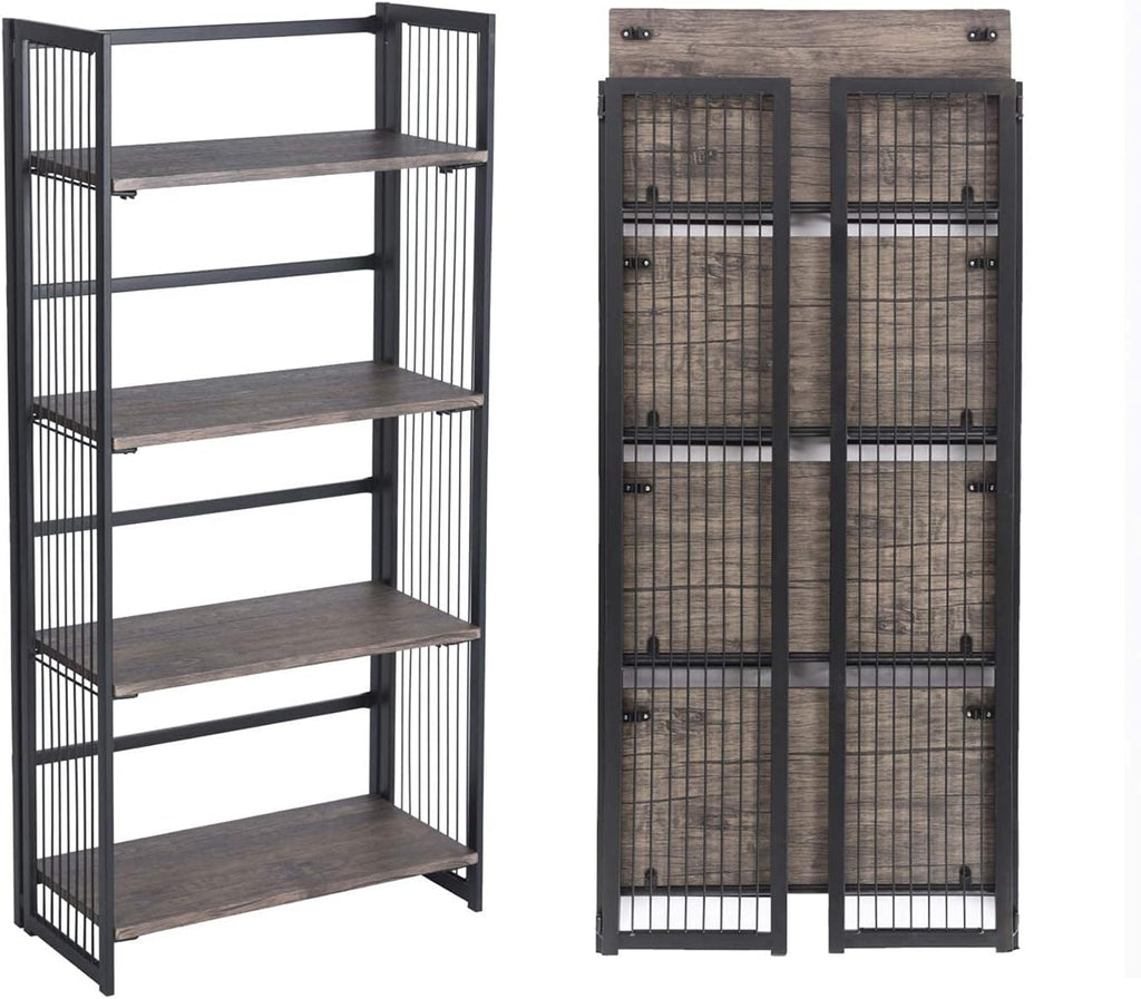 4-Tier Foldable Bookshelf Bookcase J9466