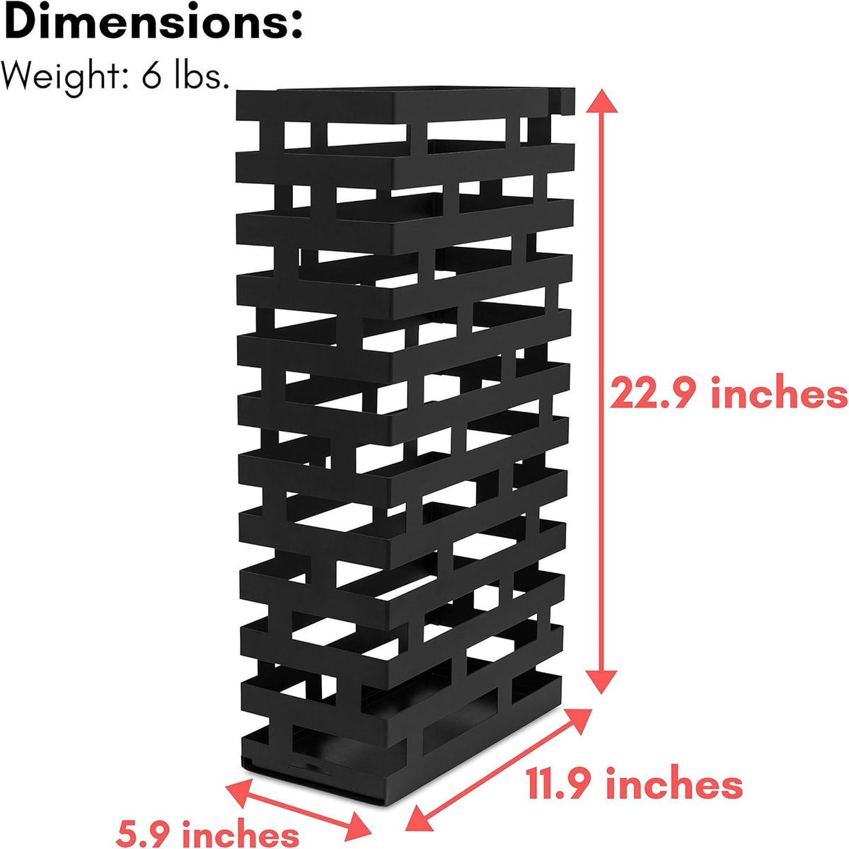 Black Metal Umbrella Holder Stand with Water Tray Z792
