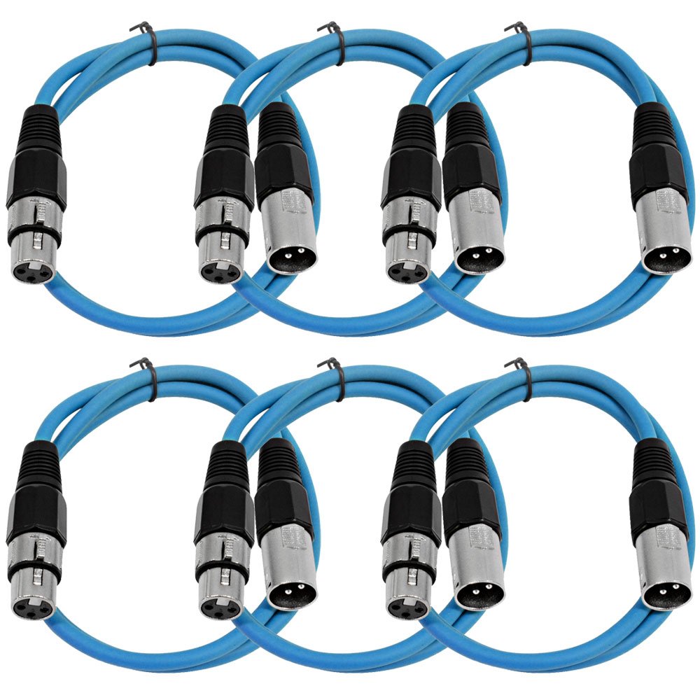 25' XLR Male to XLR Female Microphone Cables 6 Pack R375286