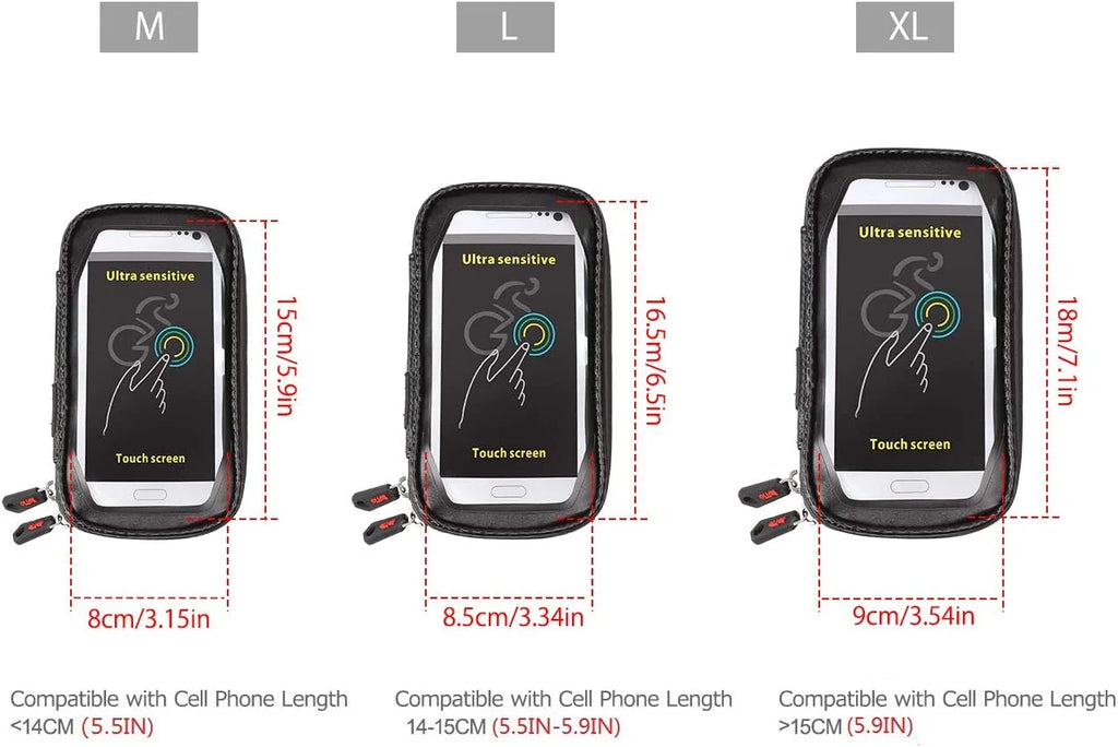Bike Phone Mount Handlebar Bag Anti-shake Waterproof with 360° Rotation M8954