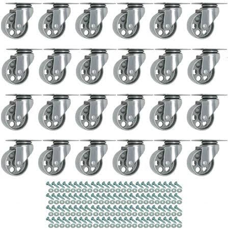 24 All Gray Metal Swivel Plate Caster Wheels Heavy Duty High-gauge Steel Z968155