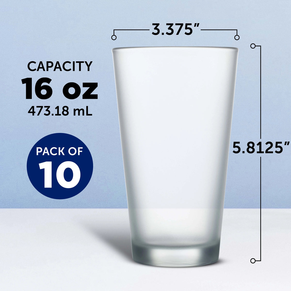 10 Frosted Pint Glasses Set 16 oz A485674