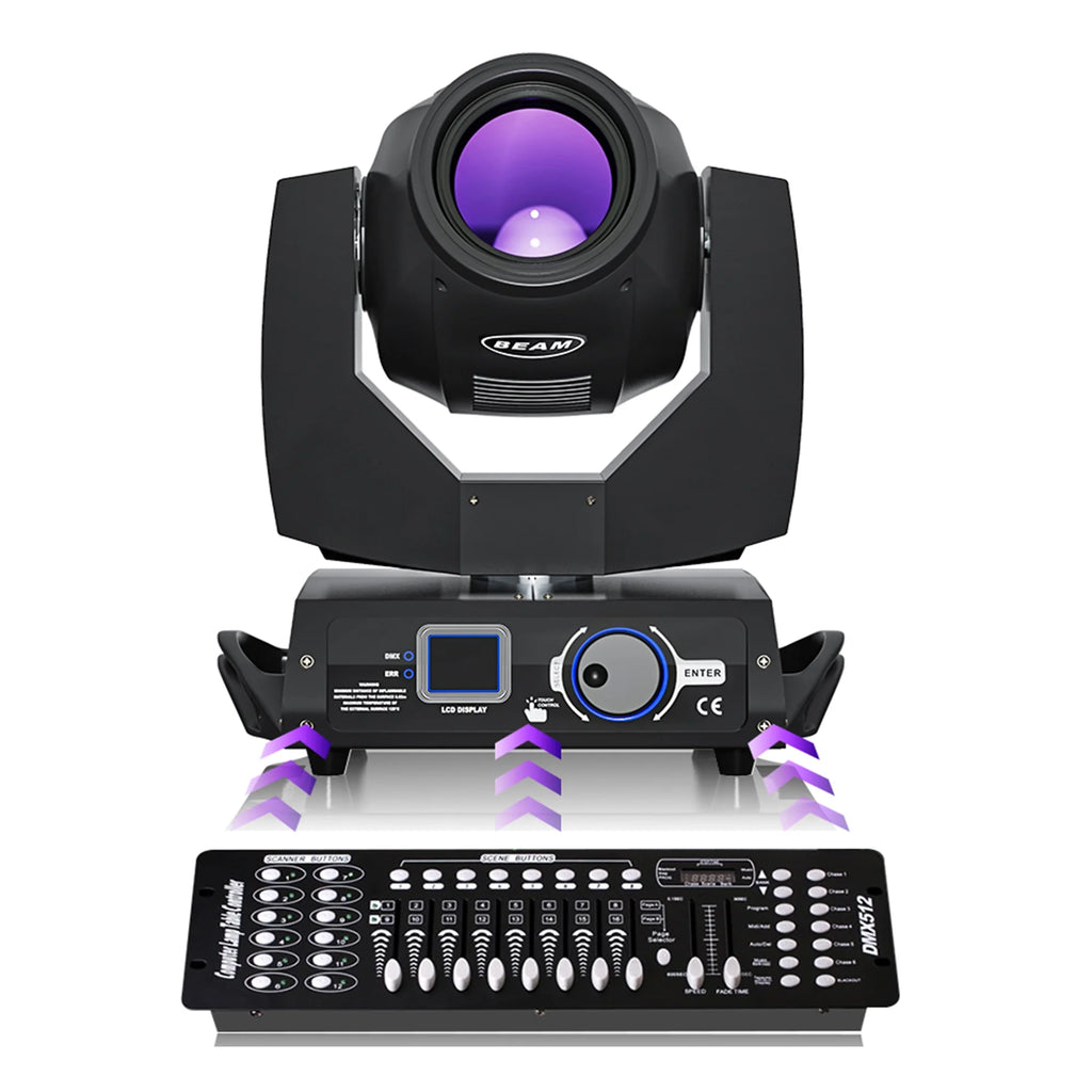 2 Pack 230W Beam Moving Head Light 8 Prisms 17 Gobos RGBW LED DJ Lighting 16CH DMX Control N3376
