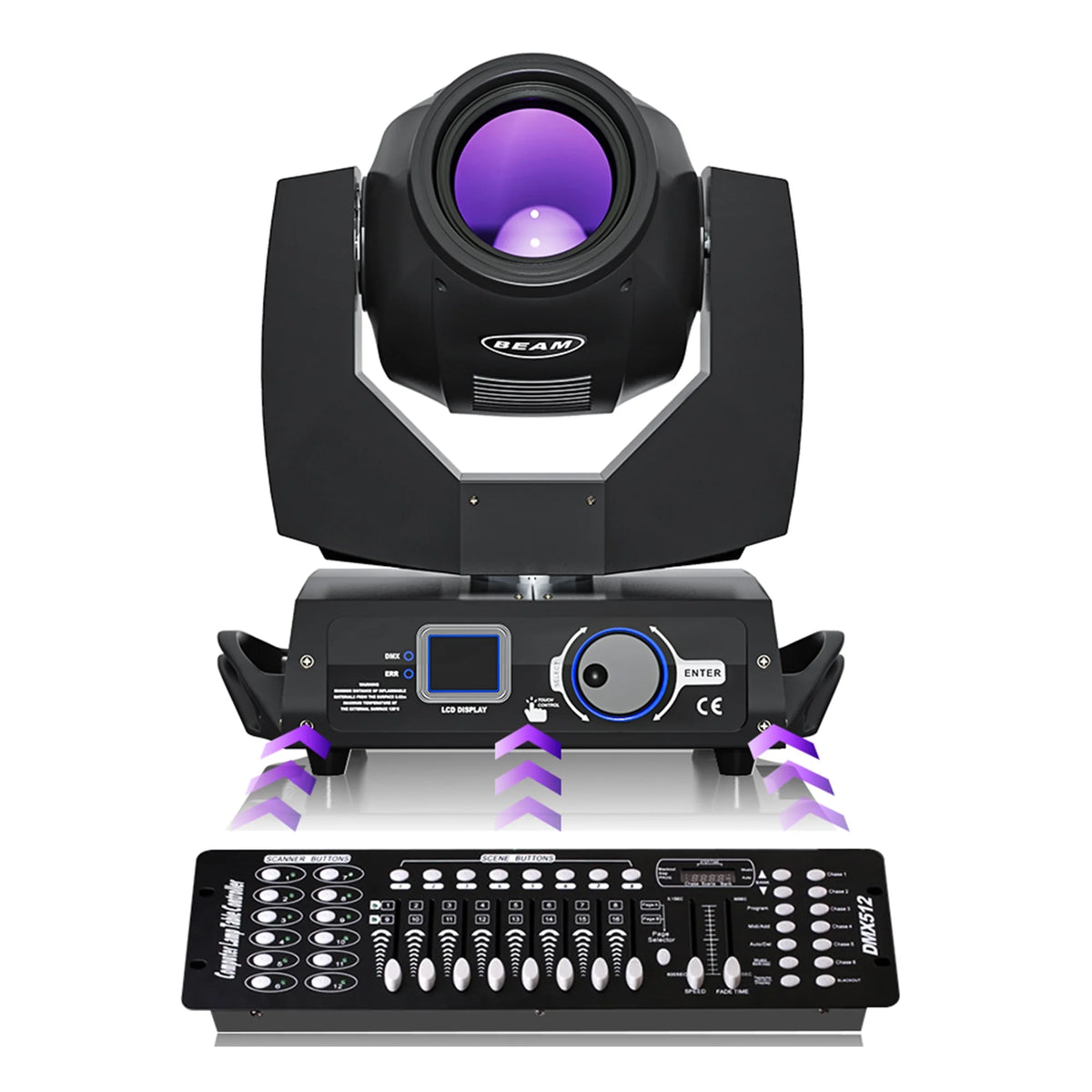2 Pack 230W Beam Moving Head Light 8 Prisms 17 Gobos RGBW LED DJ Lighting 16CH DMX Control N3376