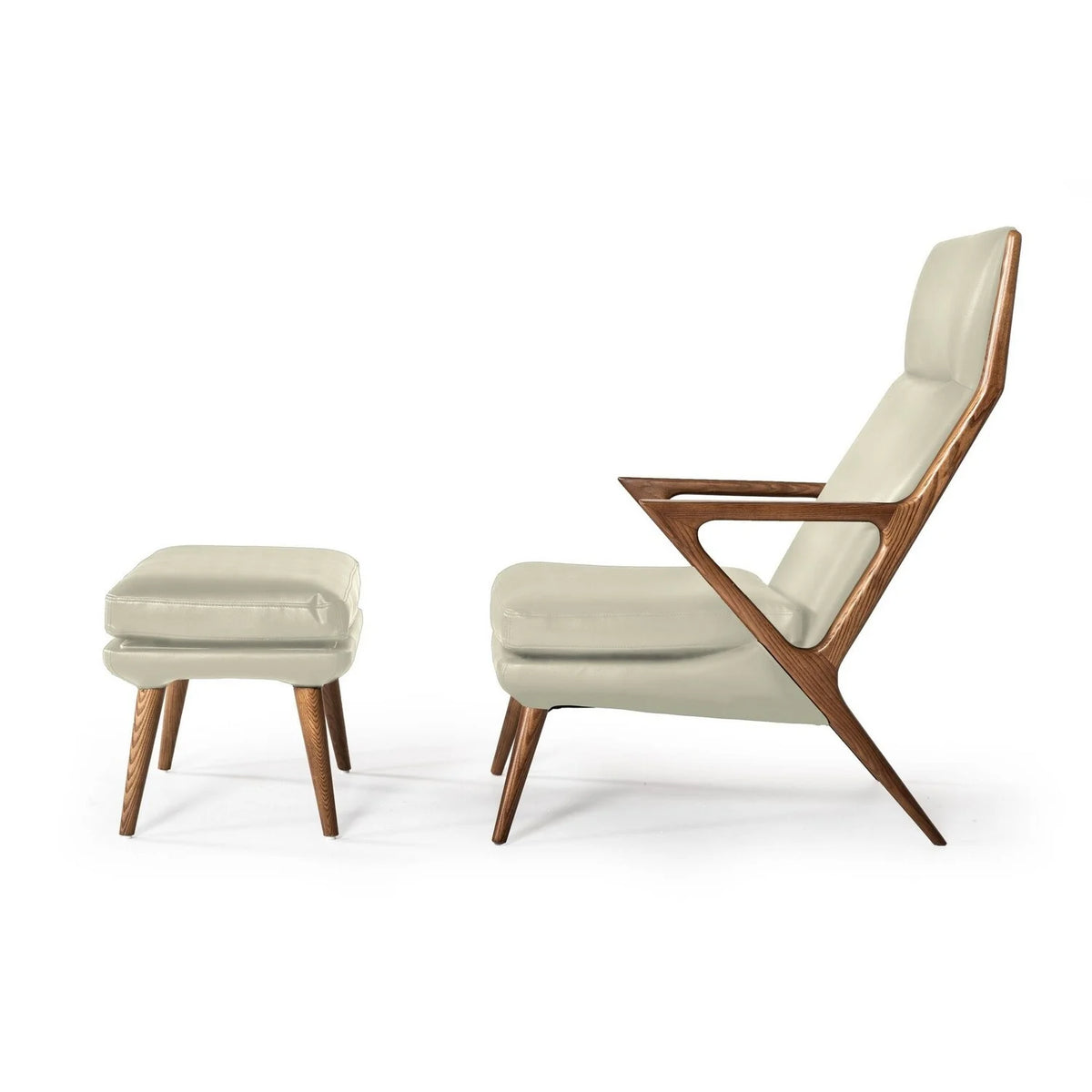 Beige Vegan Faux Leather Lounge Chair and Ottoman O34997