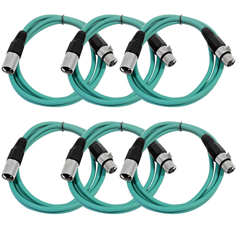 25' XLR Male to XLR Female Microphone Cables 6 Pack R375286