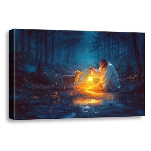Jesus and Lamb Canvas Wall Art E310