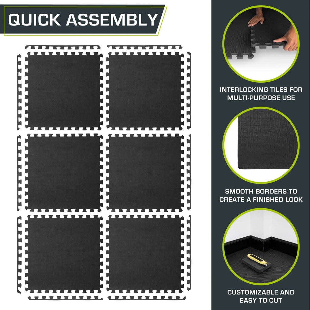 Black 1-in Exercise Puzzle Mat 6 Tiles N251928