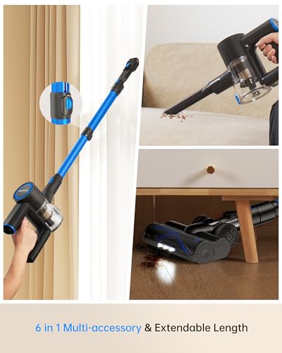 400W Lightweight Cordless Stick Vacuum with Detachable Battery (Blue) S51829