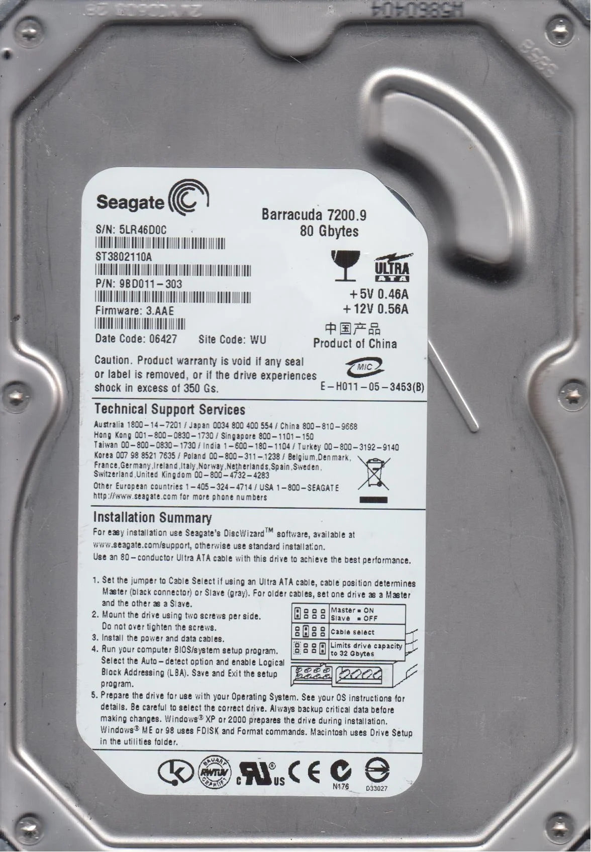 80GB IDE 3.5 Hard Drive C69148