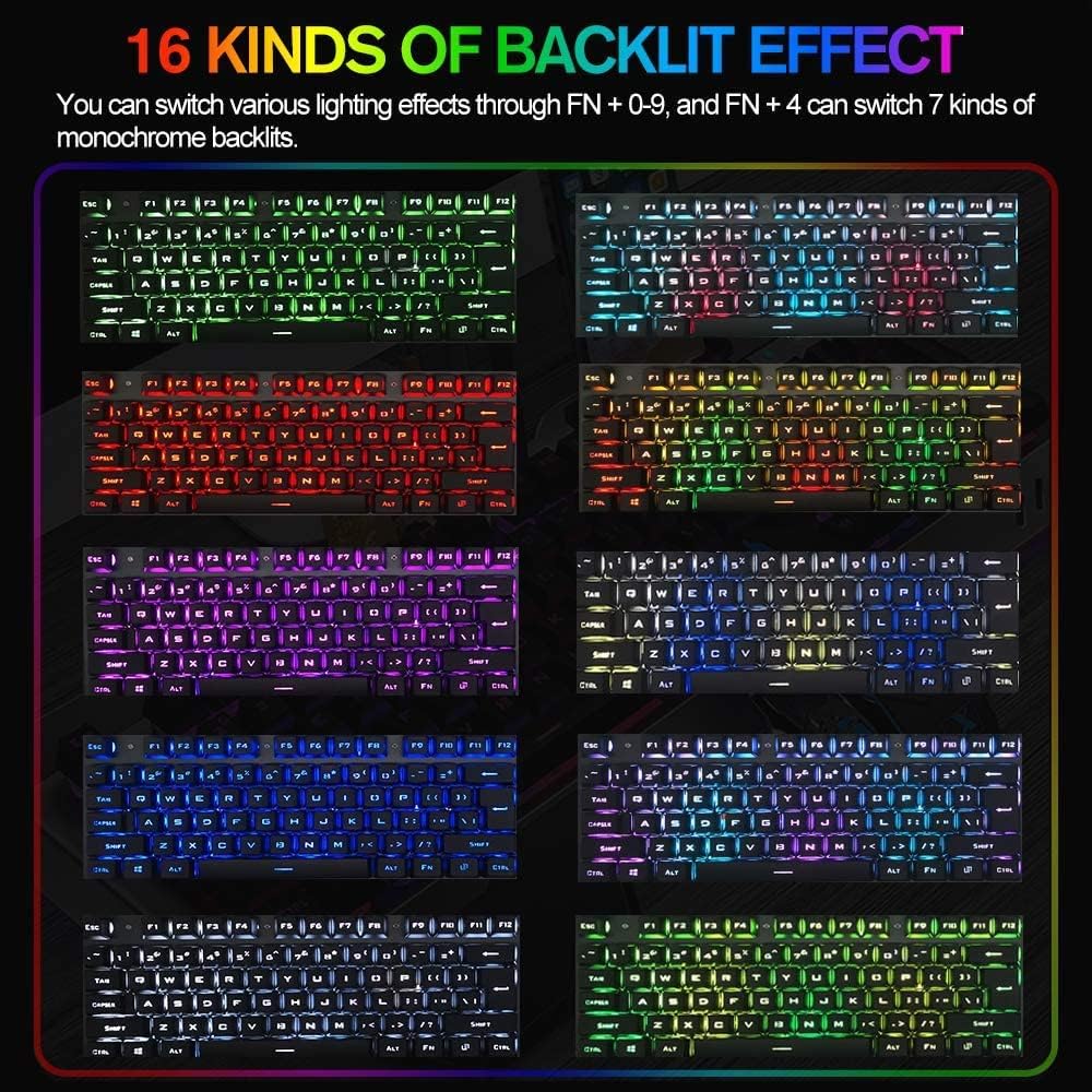 Wired Game Keyboard and Mouse Combo with RGB LED Backlit Mechanical Feel Keyboard and 6 Button 3200 DPI Mice and Large RGB Mouse Pad R131941