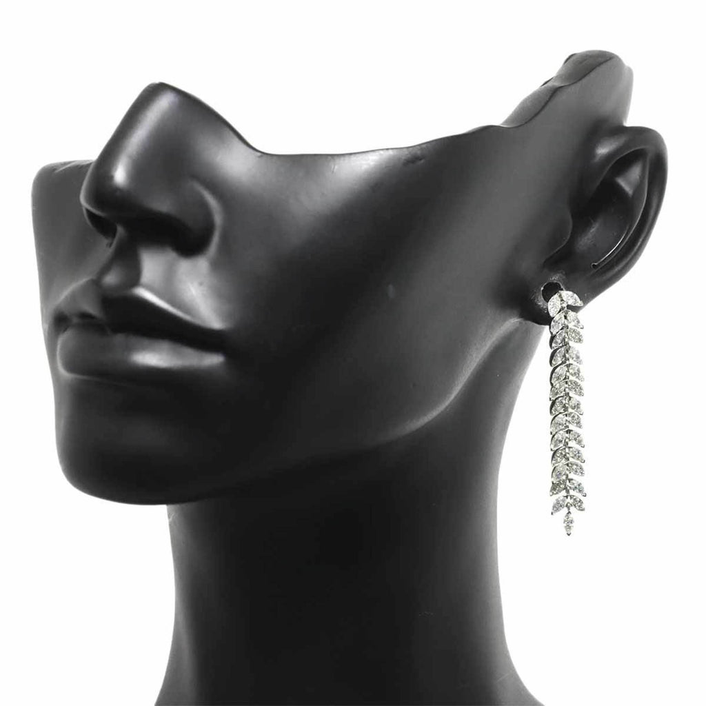 Victoria Vine Drop Diamond Earrings Platinum Pierced D41789