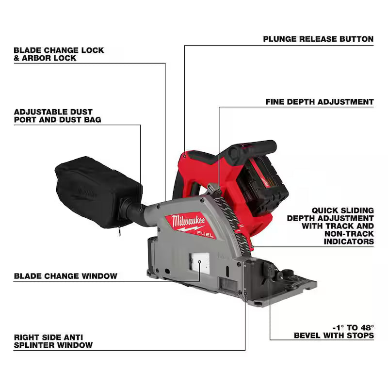 18V Brushless Cordless 6-1/2 in. Plunge Track Saw Kit with 55 in. Guide Rail W488014
