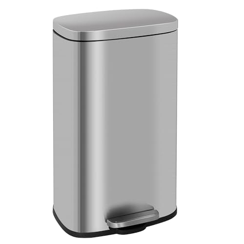 60 Liter Stainless Steel Step Trash Can with Inner Buckets and Hinged Lids G138