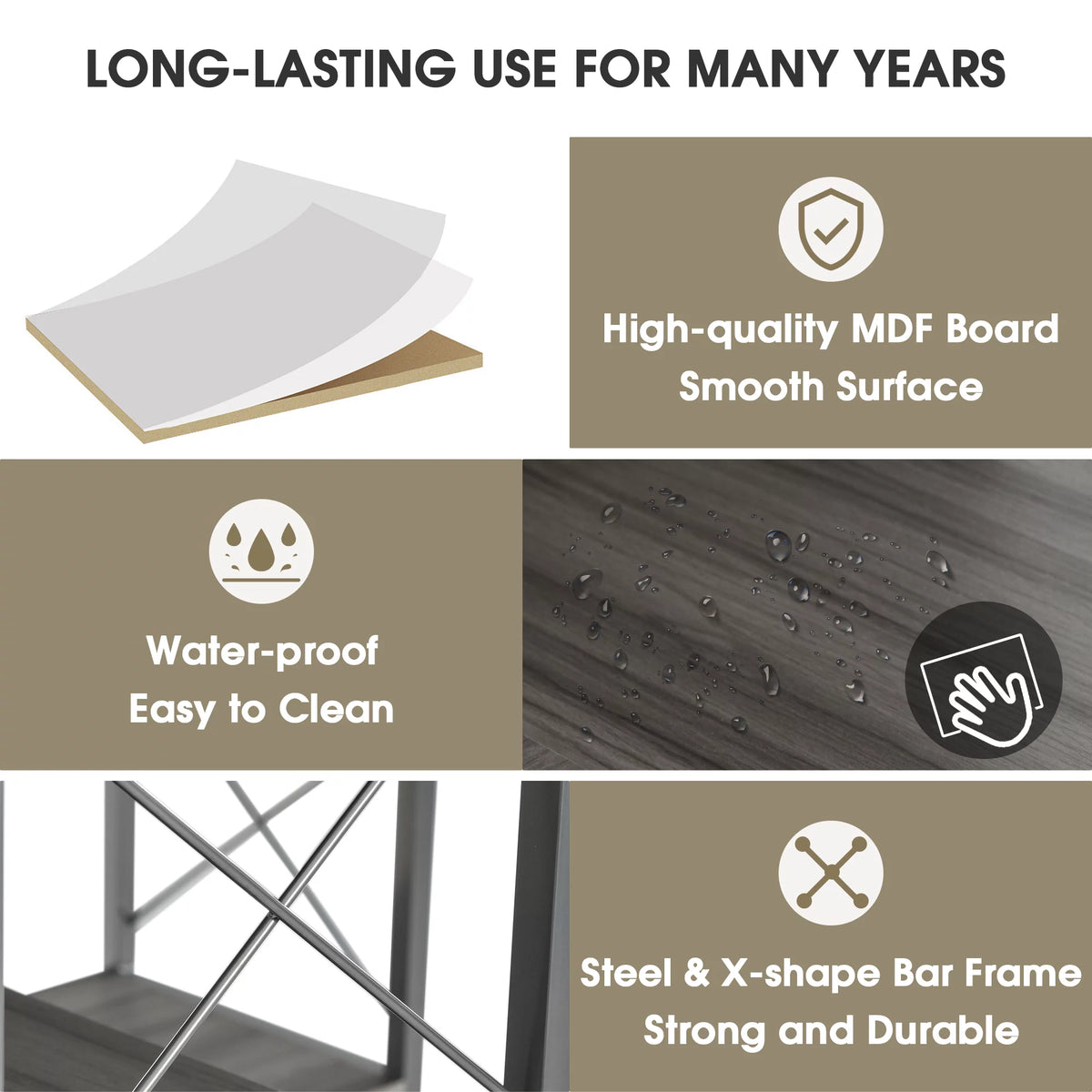 L-Shaped Corner Bookshelf with Metal Frame L967013