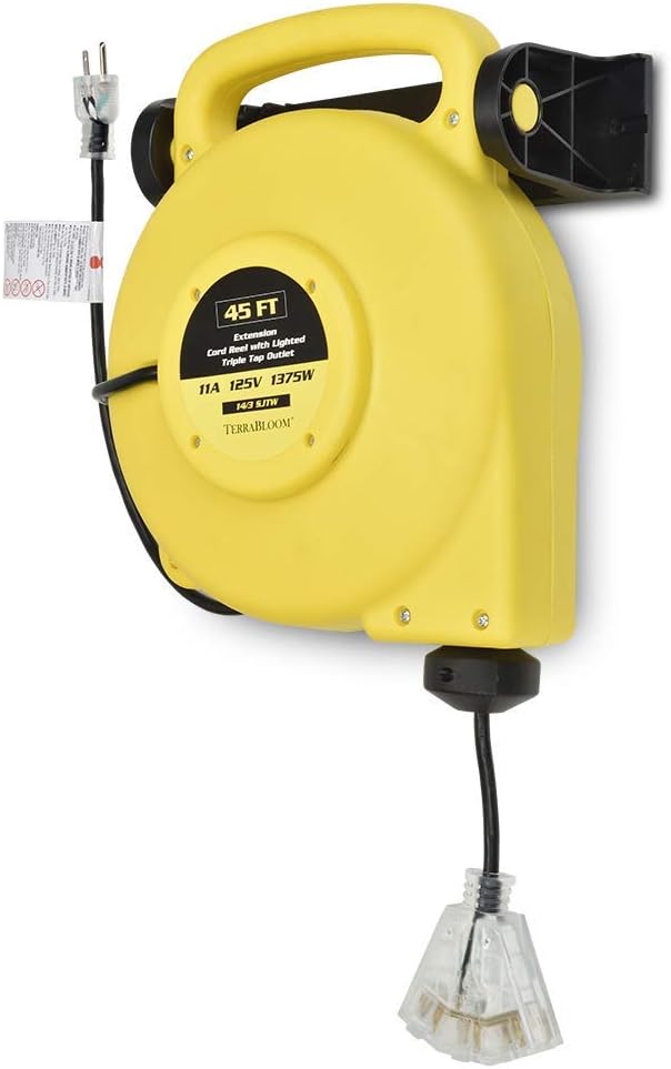40 Ft 12/3 Retractable Extension Cord Reel with 3 Outlets T9848