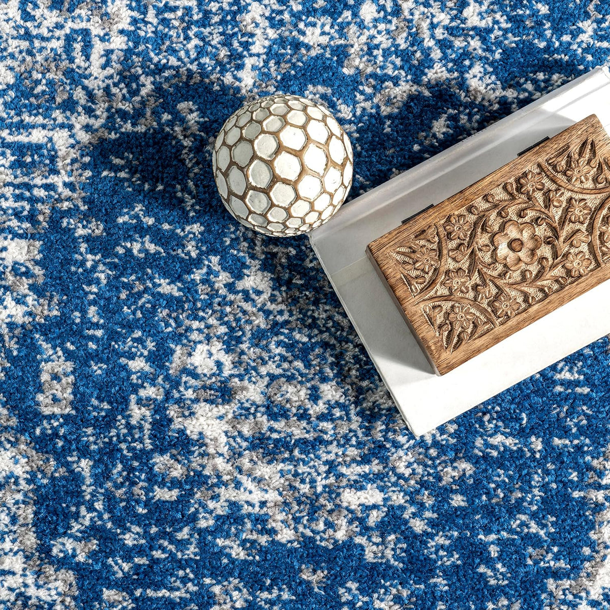 Dark Blue Vintage Runner Rug A975608