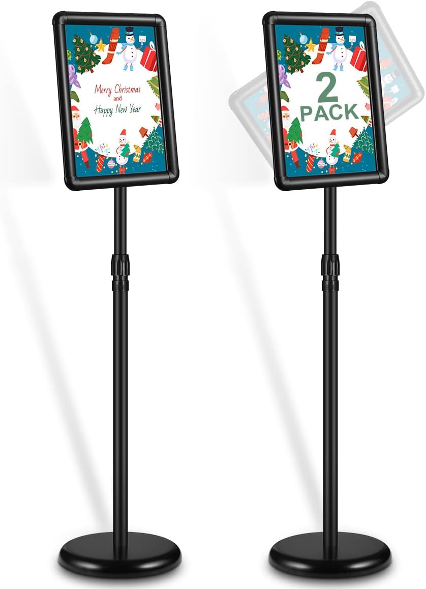 2 Pack Adjustable Sign Stand 8.5x11 Inch Black J275527