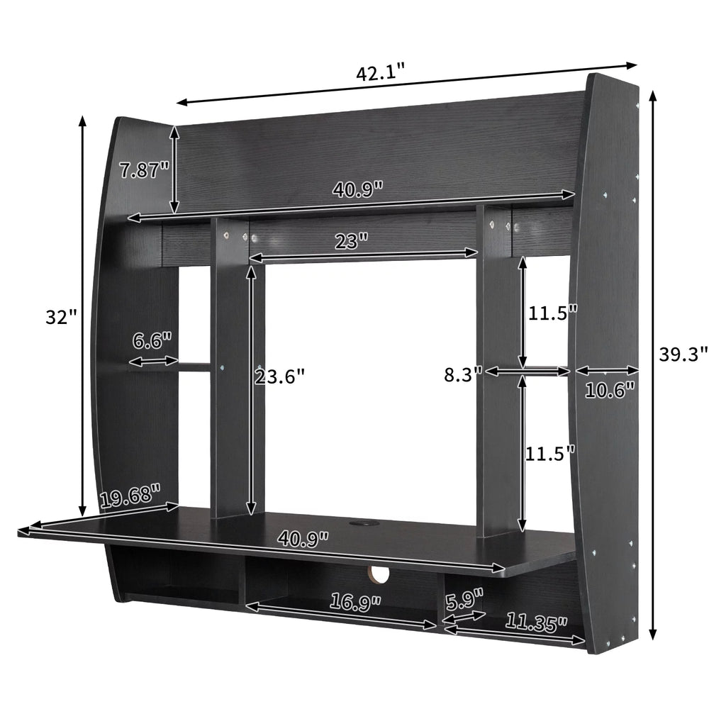 Floating Wall Mounted Computer Desk with Storage I8951