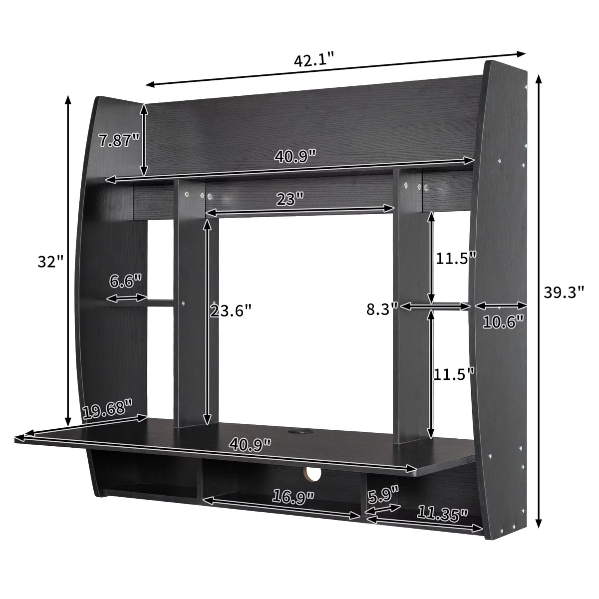 Floating Wall Mounted Computer Desk with Storage I8951