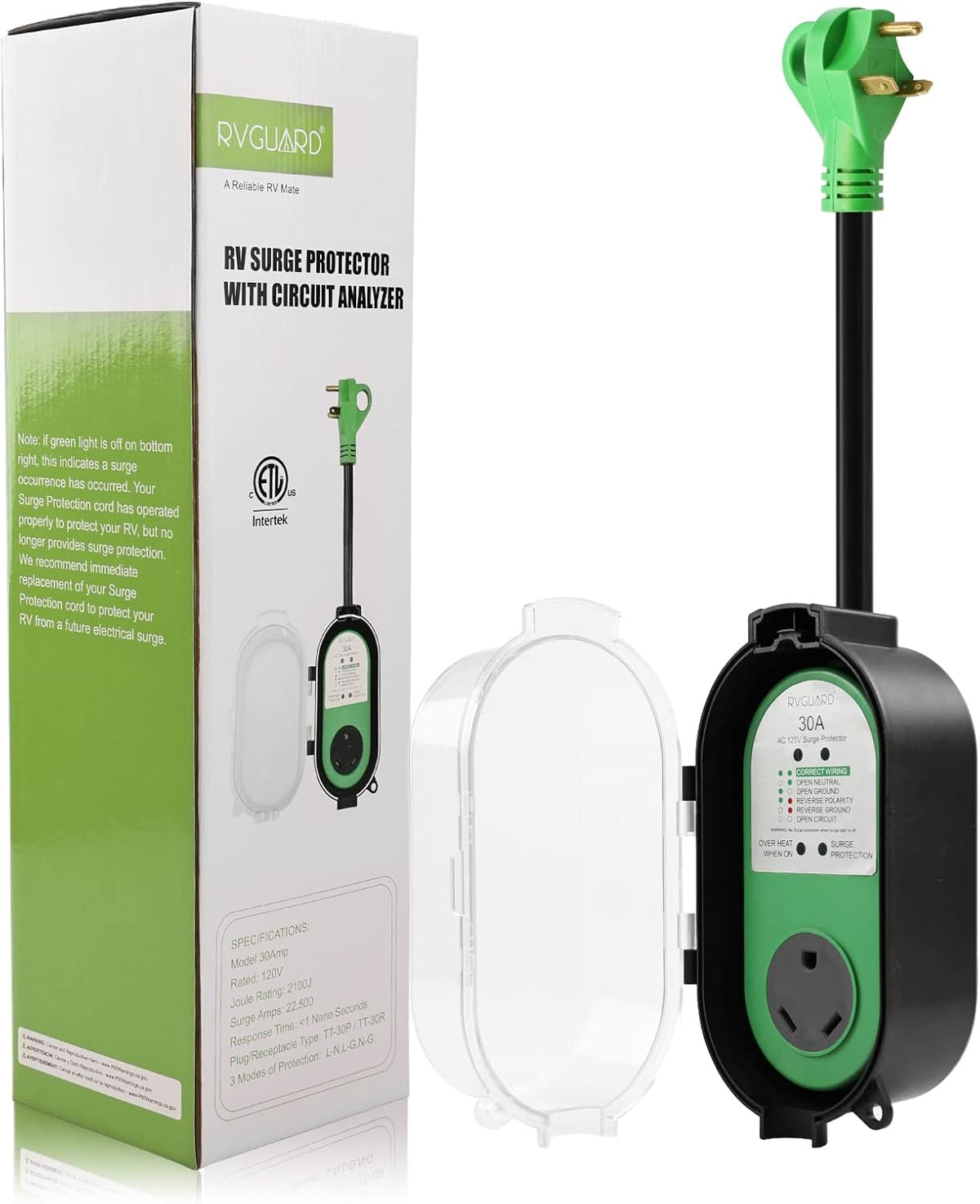 30 Amp RV Surge Protector with Weatherproof Cover, Pack of 2 S555