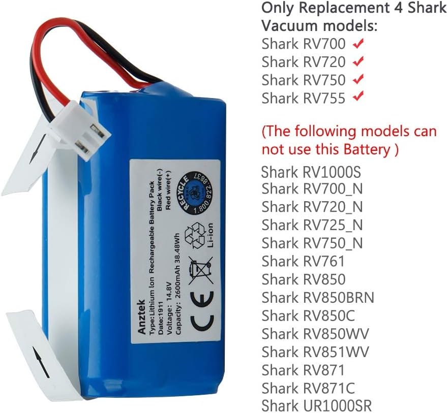 14.8V 2600mAh Rechargeable Battery (3 Prong Plug) Y3527