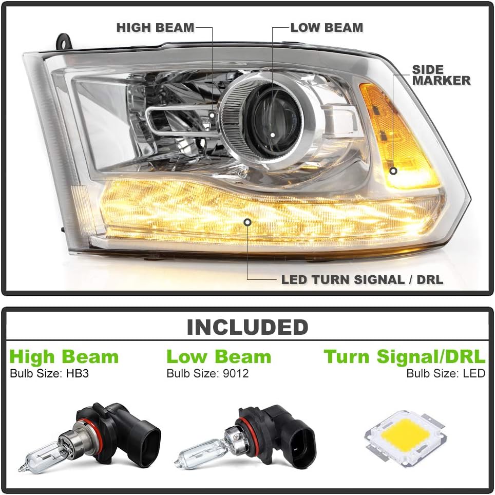 Chrome Headlights Pair Set Left+Right I99771