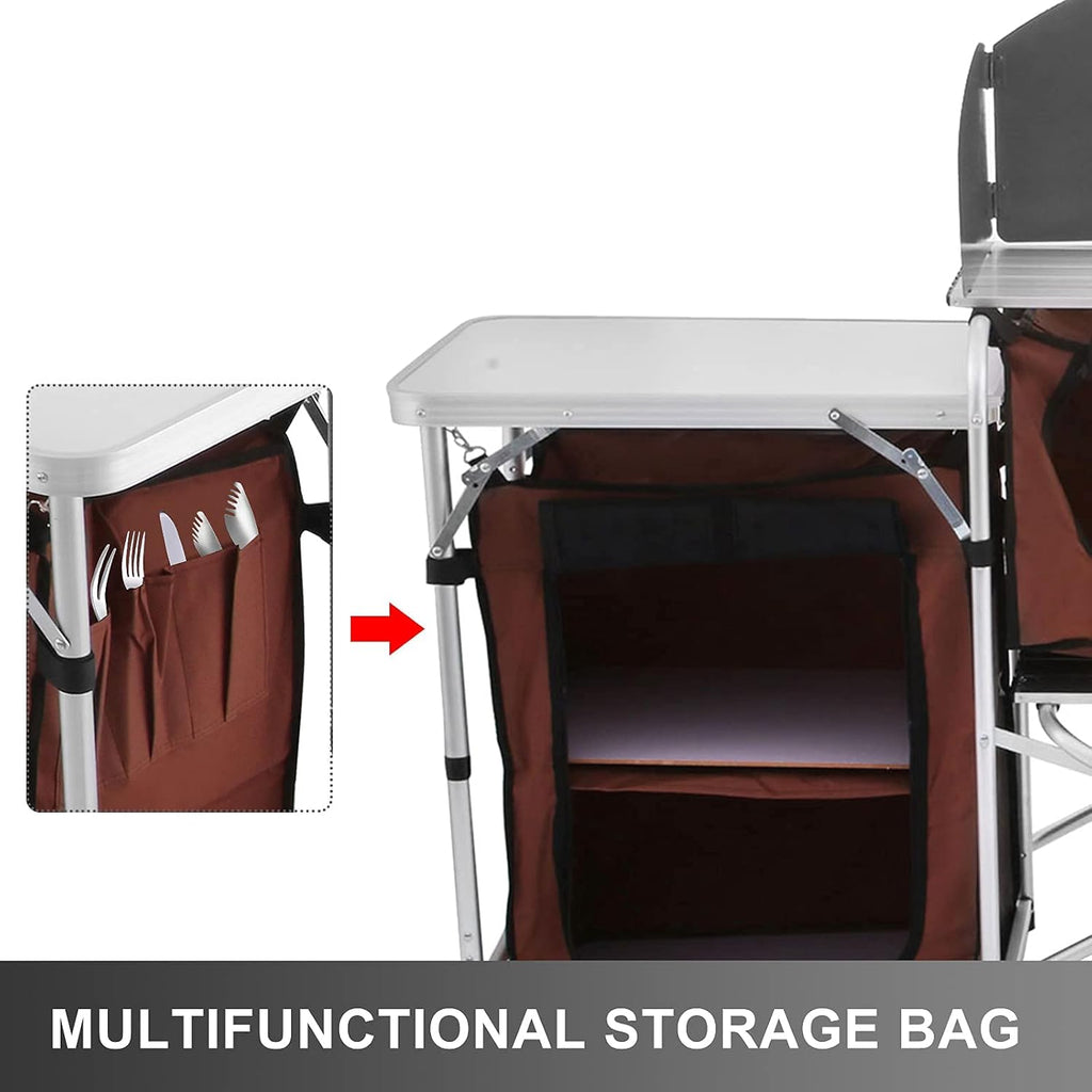Camping Kitchen Table with 2 Side Tables R58790