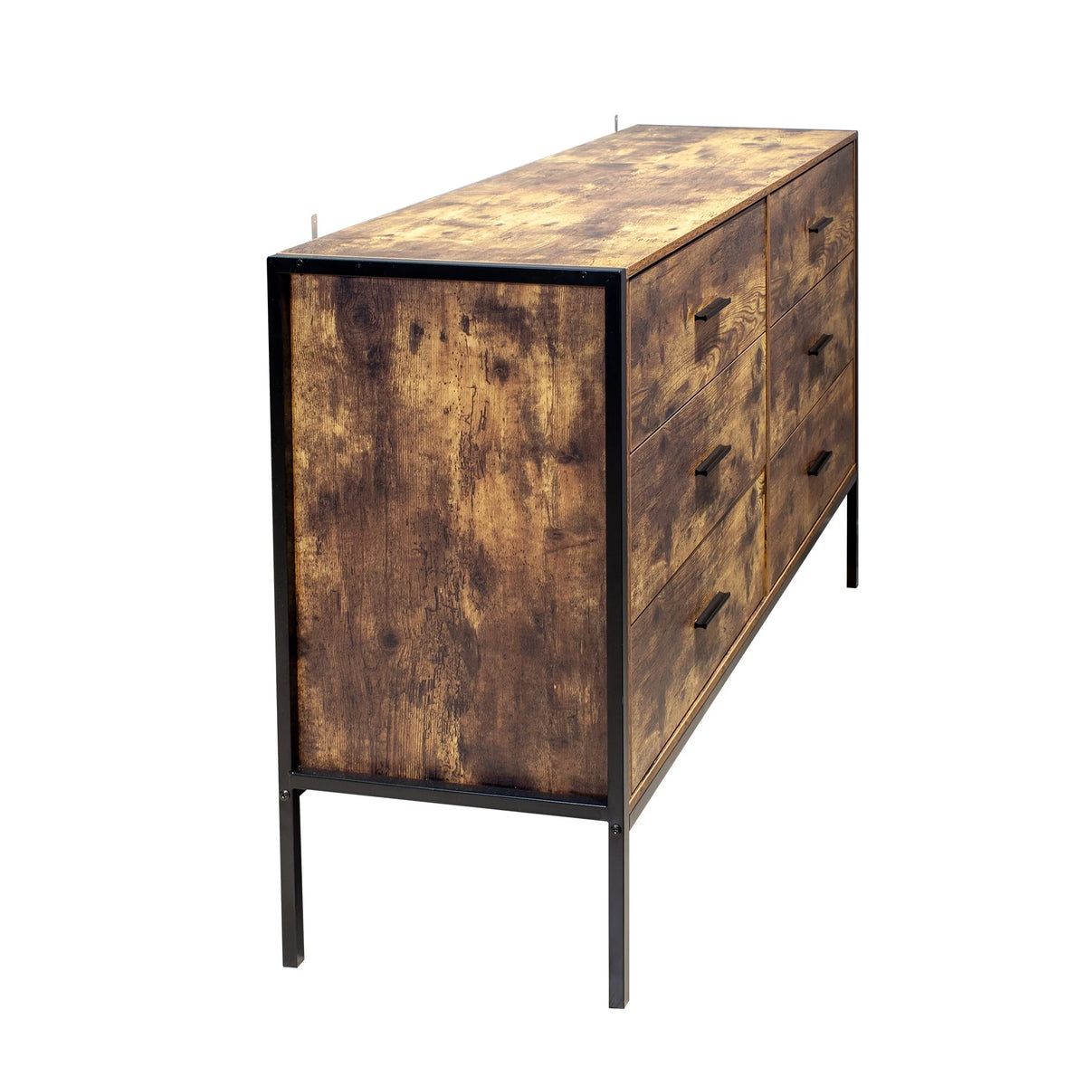 Rustic Brown Wood 6 Drawer Double Dresser E285354