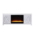 59 in. Mirrored TV Stand with Fireplace R7608