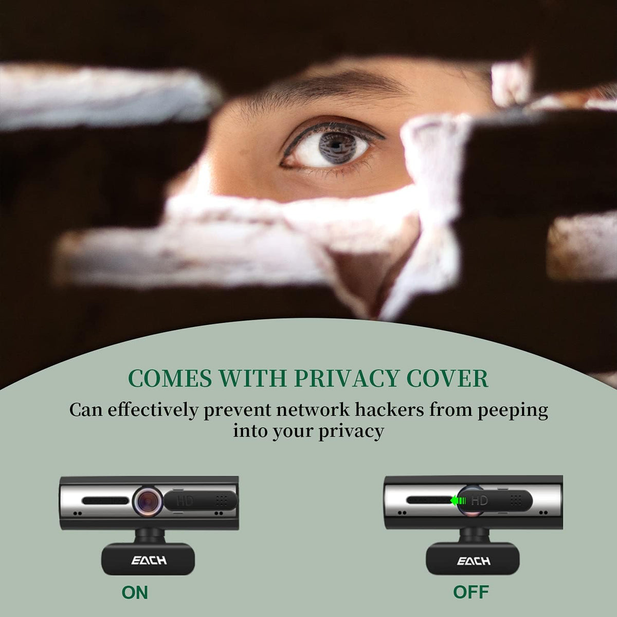 1080P USB Webcam with Dual Microphone & Privacy Cover L729