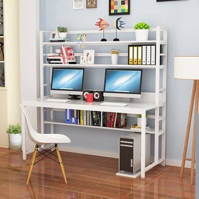 White Student Desk with Bookcase K6119