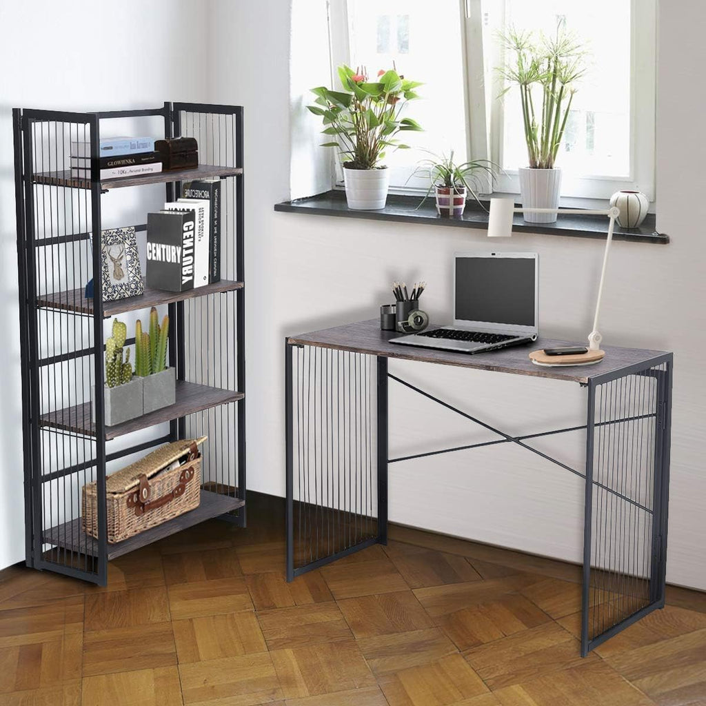 4-Tier Foldable Bookshelf Bookcase J9466