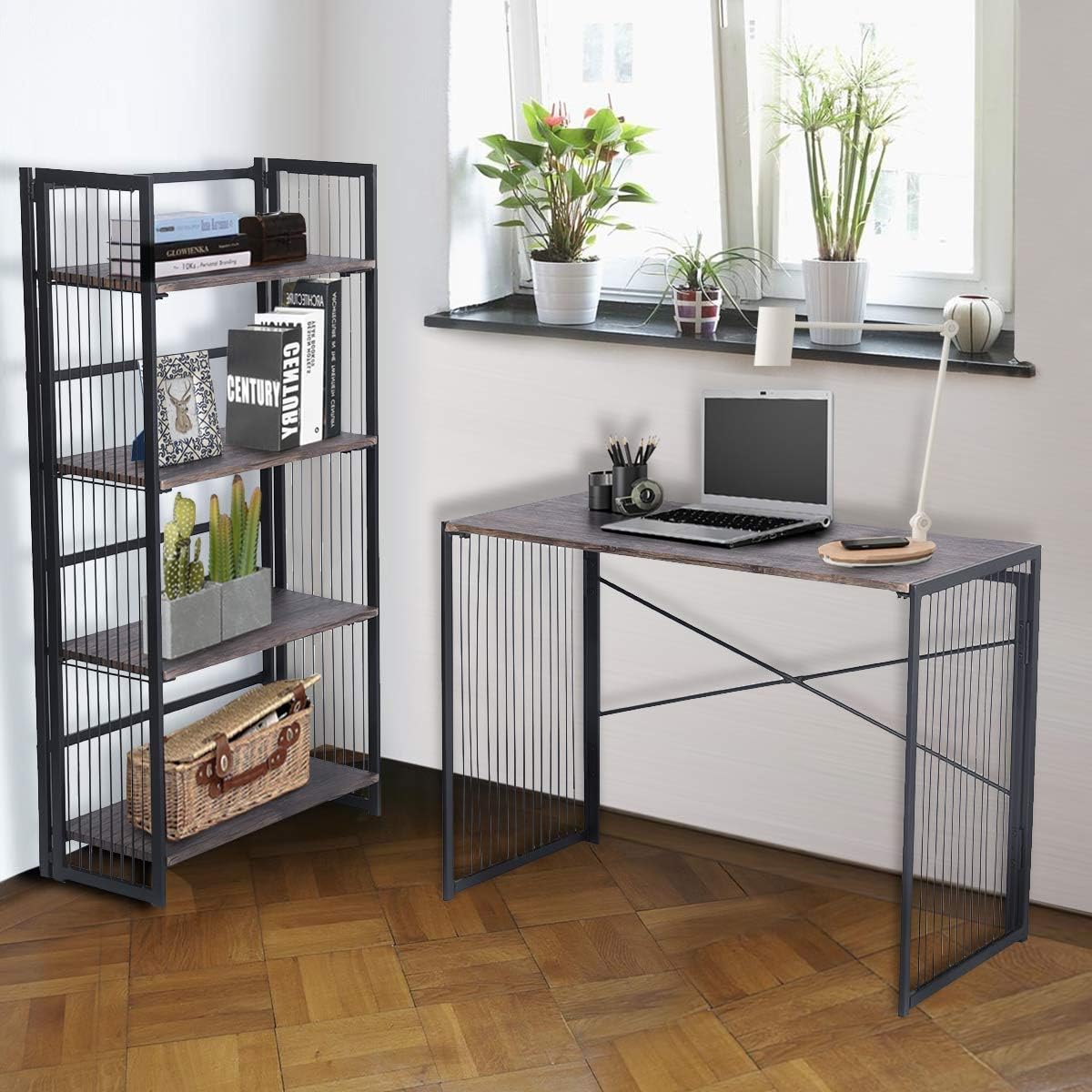 4-Tier Foldable Bookshelf Bookcase J9466