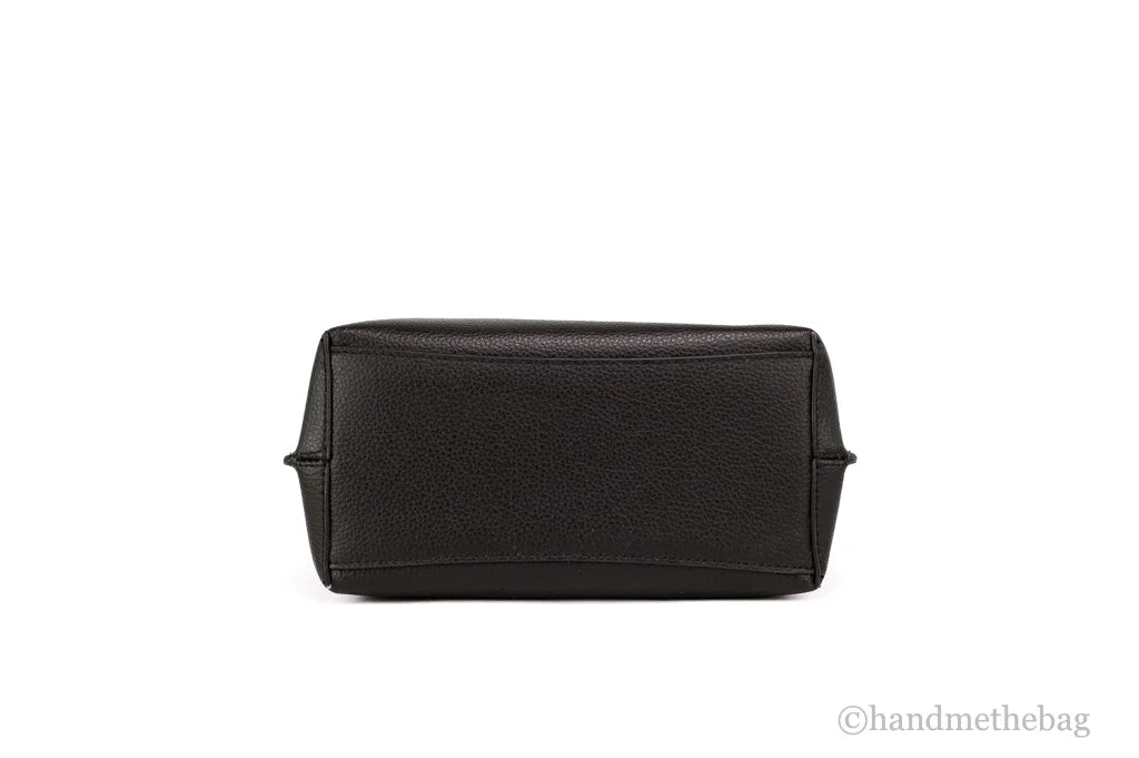Black Doublefaced Leather Bucket Crossbody Handbag P3041