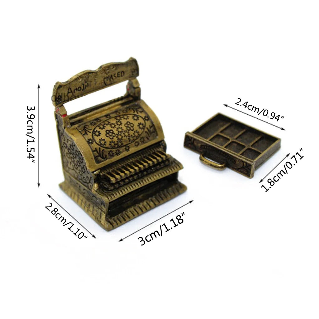 1:12 Scale Vintage Metal Cash Register Model Toy H47941