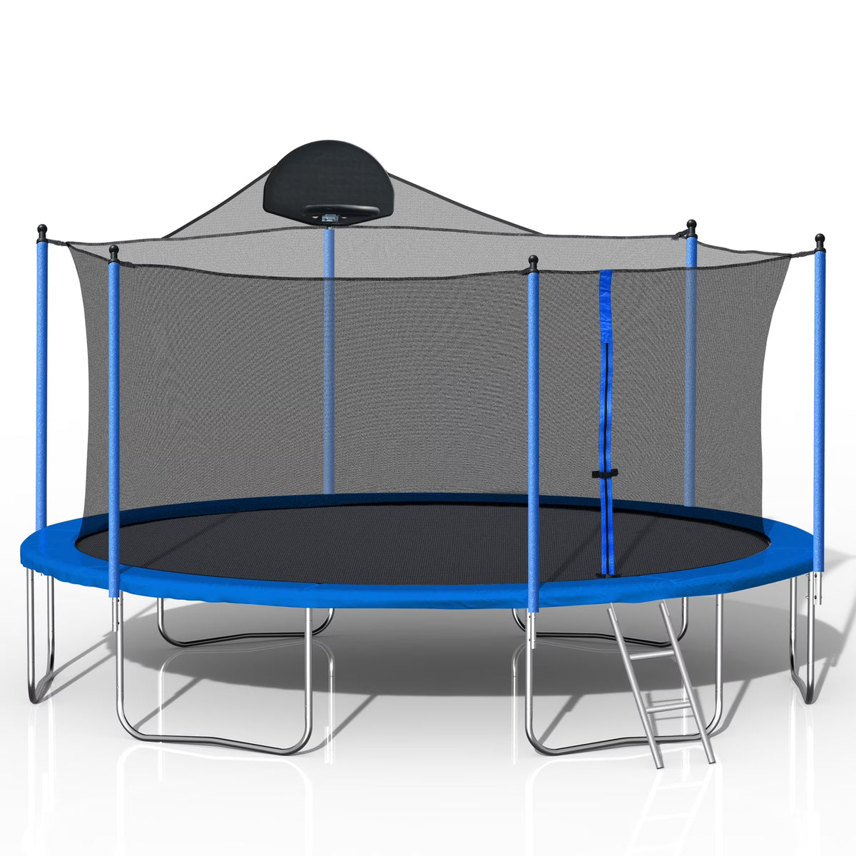 14FT Trampoline with Basketball Hoop, Safety Enclosure Net, and Ladder A764772