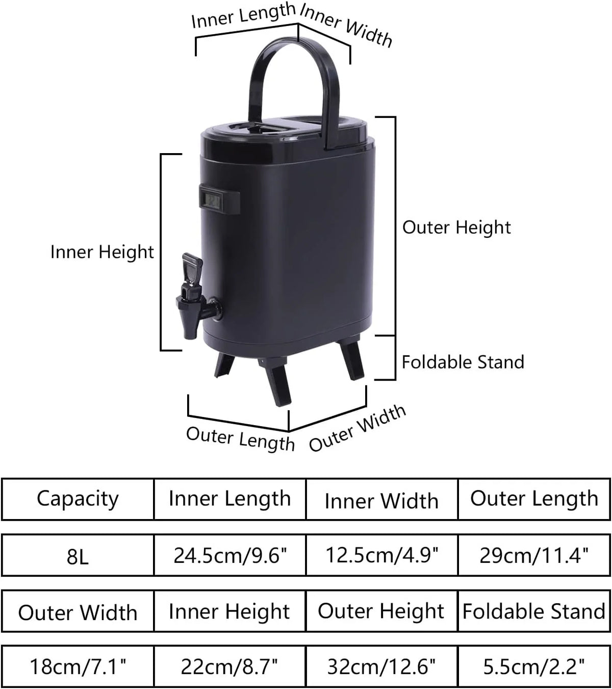 8L/2.11Gal Stainless Insulated Beverage Dispenser H171