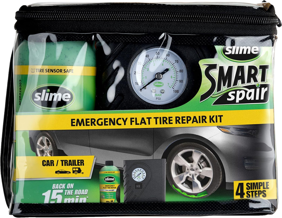 Flat Tire Puncture Emergency Kit with Sealant and Tire Inflator Pump F227