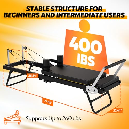 Foldable Portable Pilates Reformer with Adjustable Resistance J763
