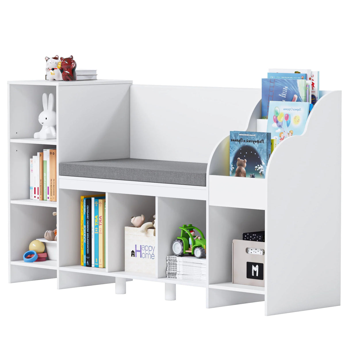White Kids Bookshelf with Reading Nook F758
