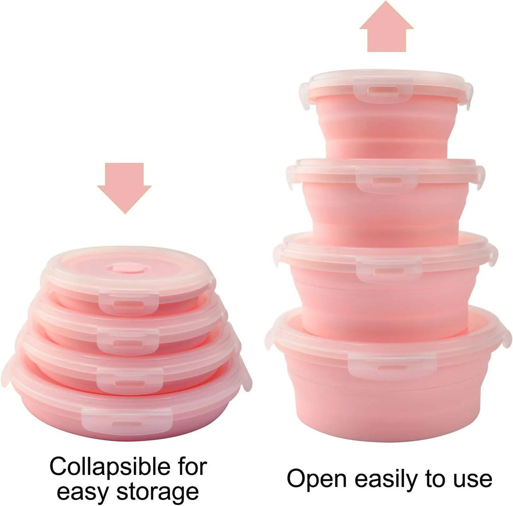 Pink Silicone Collapsible Food Storage Containers, Set of 4 H91728