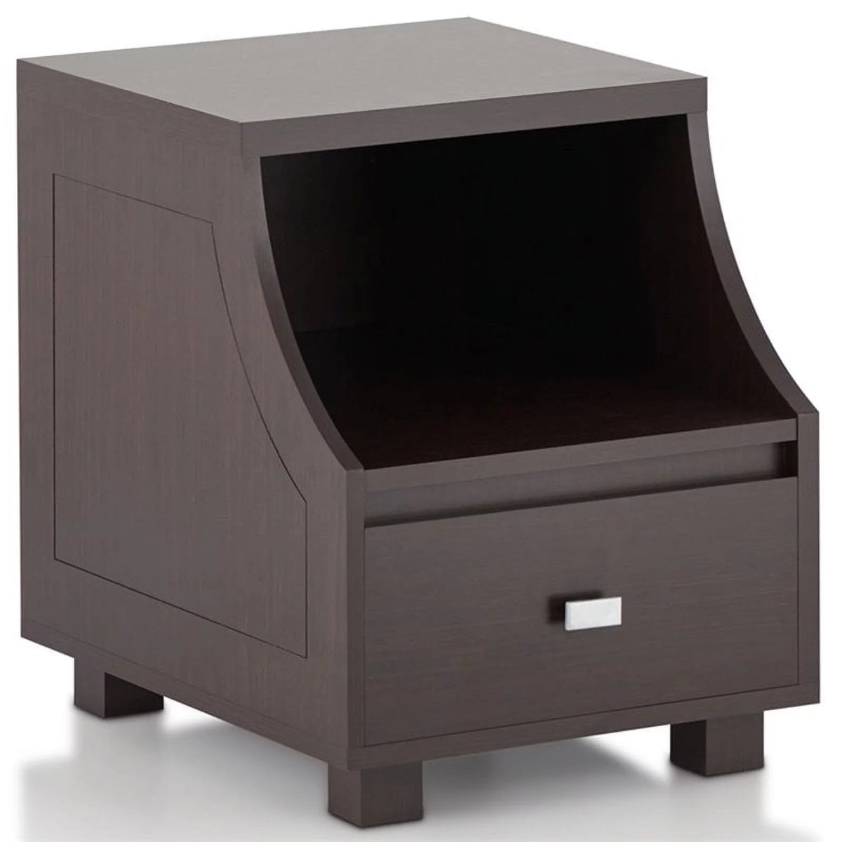 Walnut Wood Storage End Table Set of 2 Q263