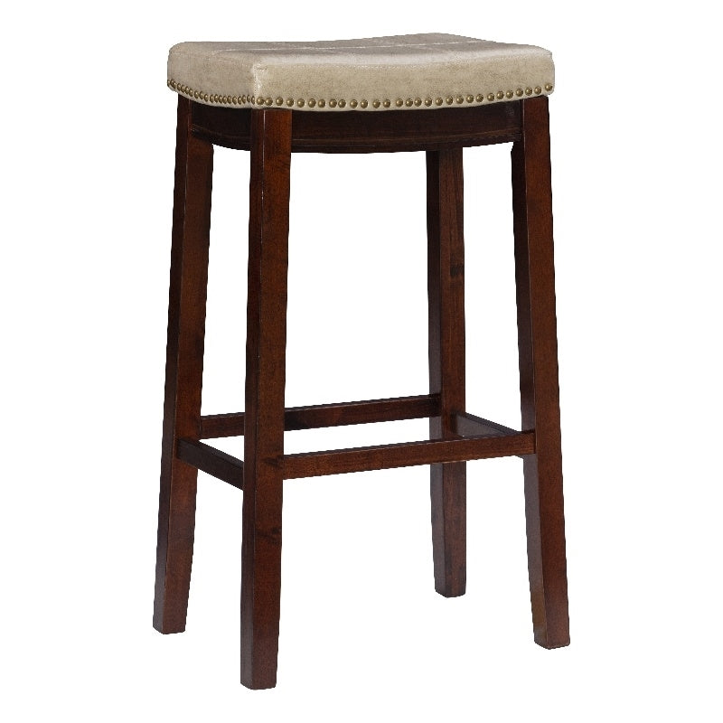 Beige Wood Faux Leather Bar Stool P29157