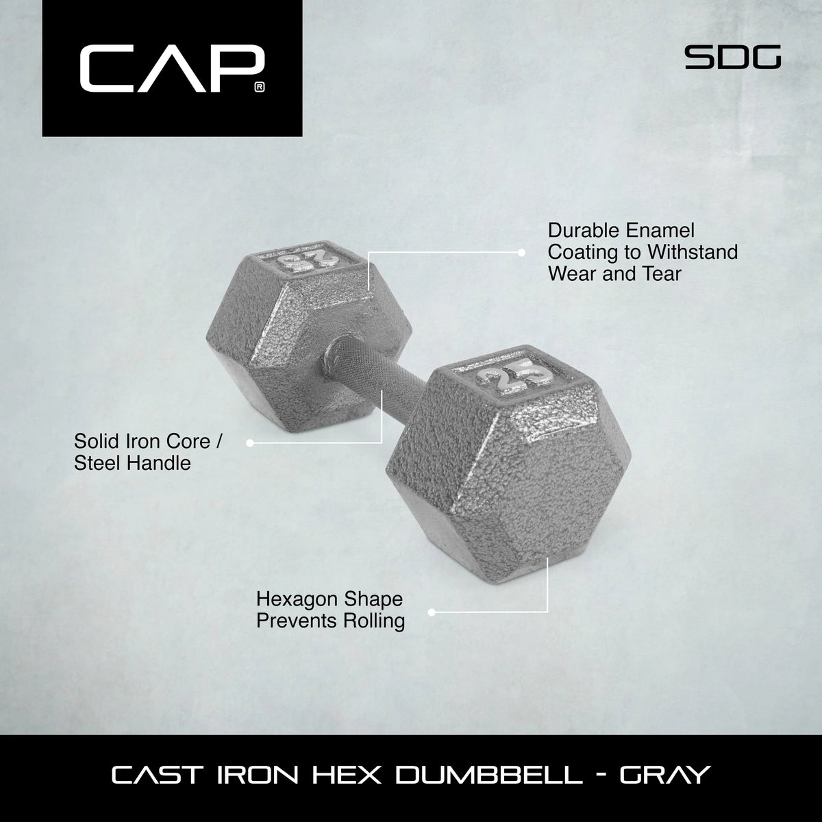 15lb Cast Iron Hex Dumbbell K307503